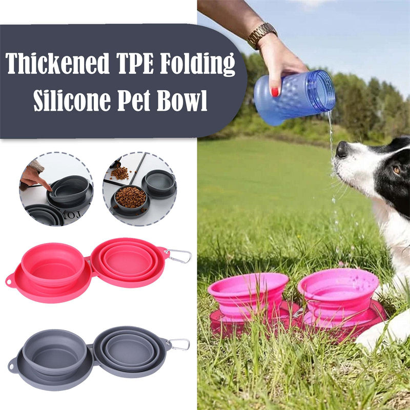 Foldable Double Silicone Pet Feeding Bowl