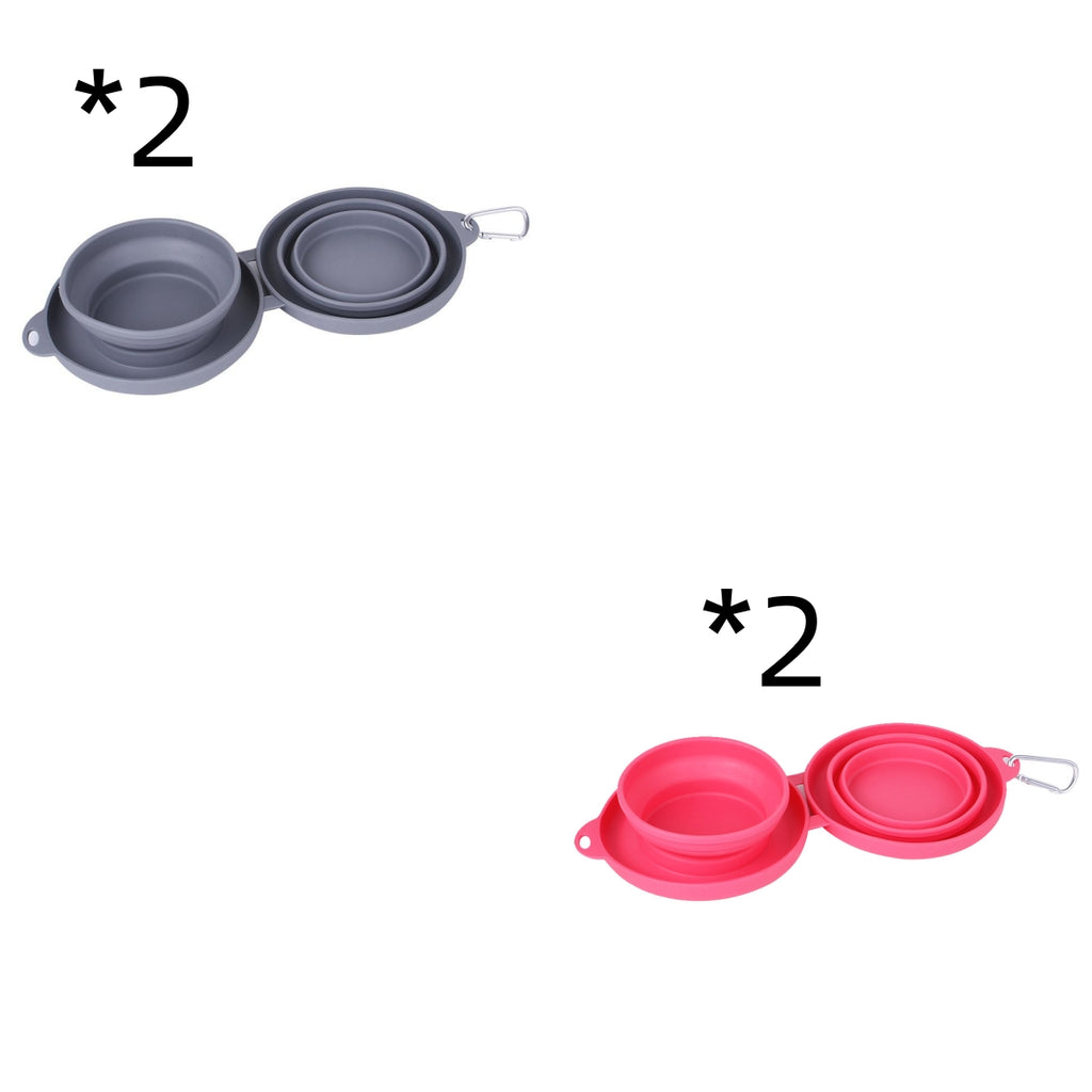 Foldable Double Silicone Pet Feeding Bowl