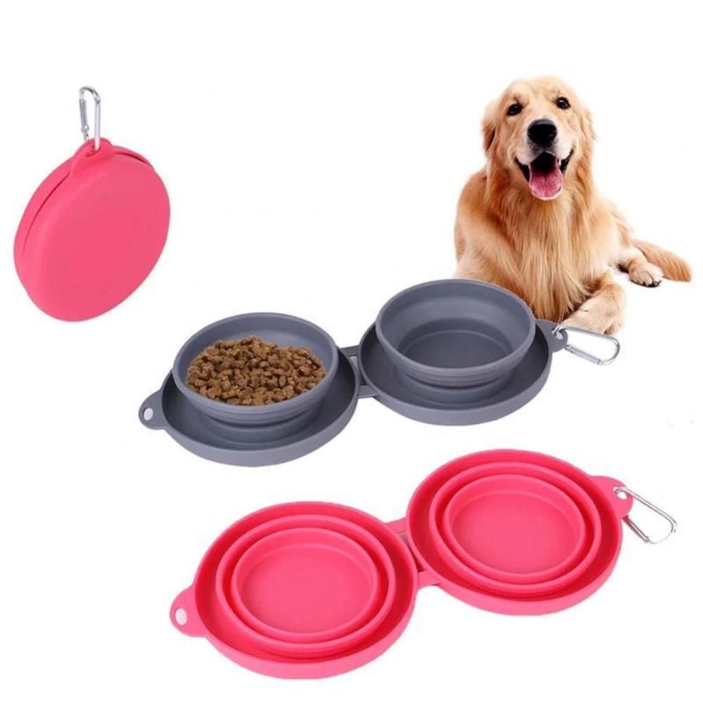 Foldable Double Silicone Pet Feeding Bowl