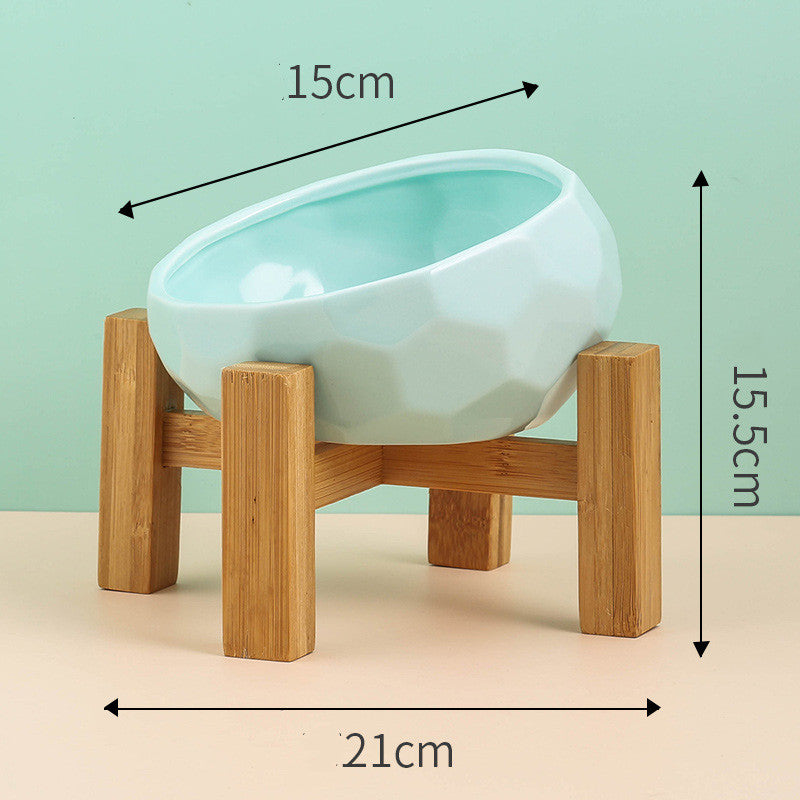 Ceramic Oblique-Mouth Pet Feeding Bowl