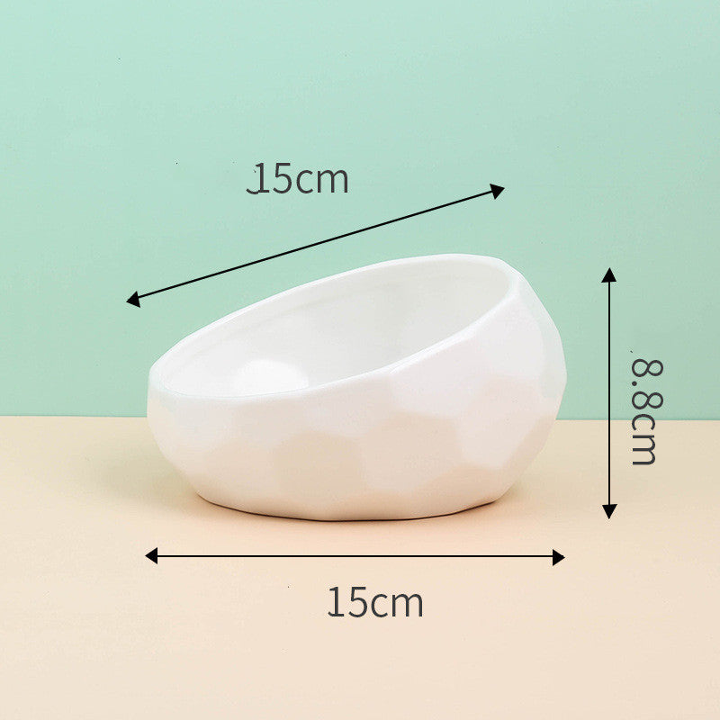 Ceramic Oblique-Mouth Pet Feeding Bowl
