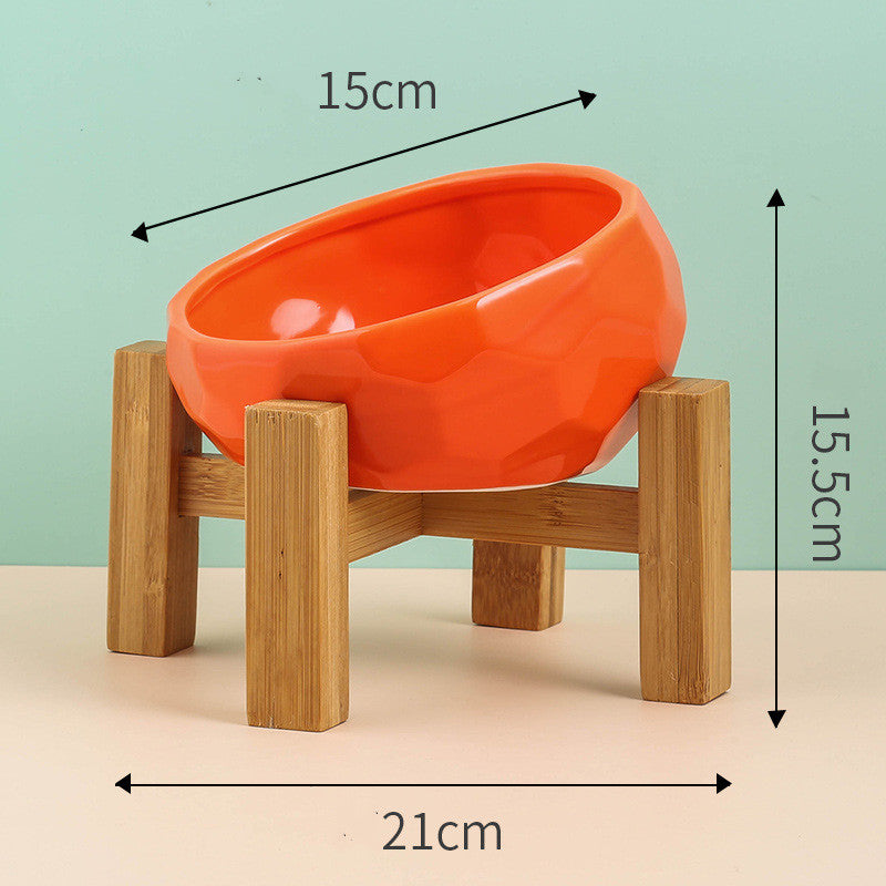Ceramic Oblique-Mouth Pet Feeding Bowl