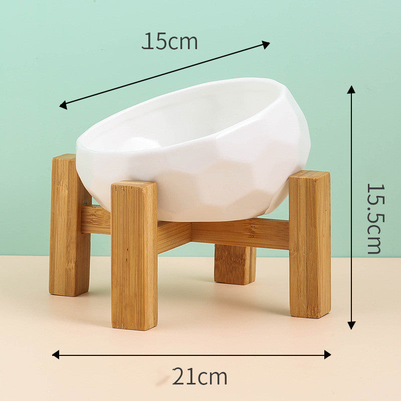 Ceramic Oblique-Mouth Pet Feeding Bowl