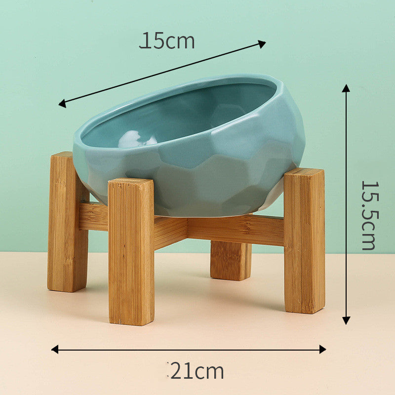 Ceramic Oblique-Mouth Pet Feeding Bowl