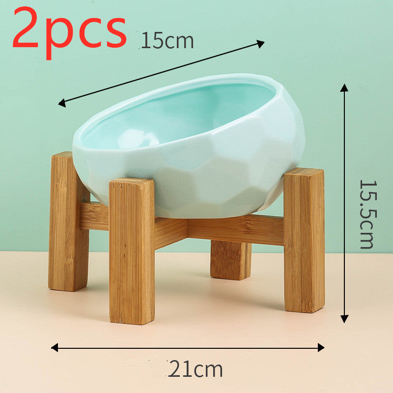 Ceramic Oblique-Mouth Pet Feeding Bowl