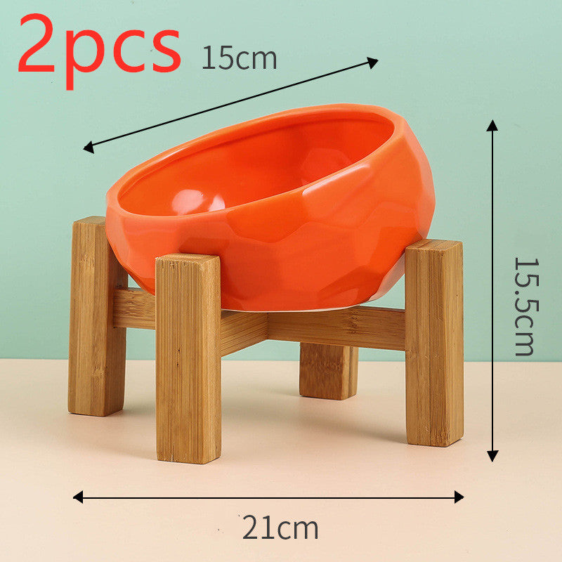 Ceramic Oblique-Mouth Pet Feeding Bowl