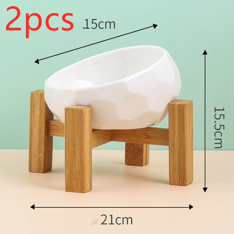 Ceramic Oblique-Mouth Pet Feeding Bowl