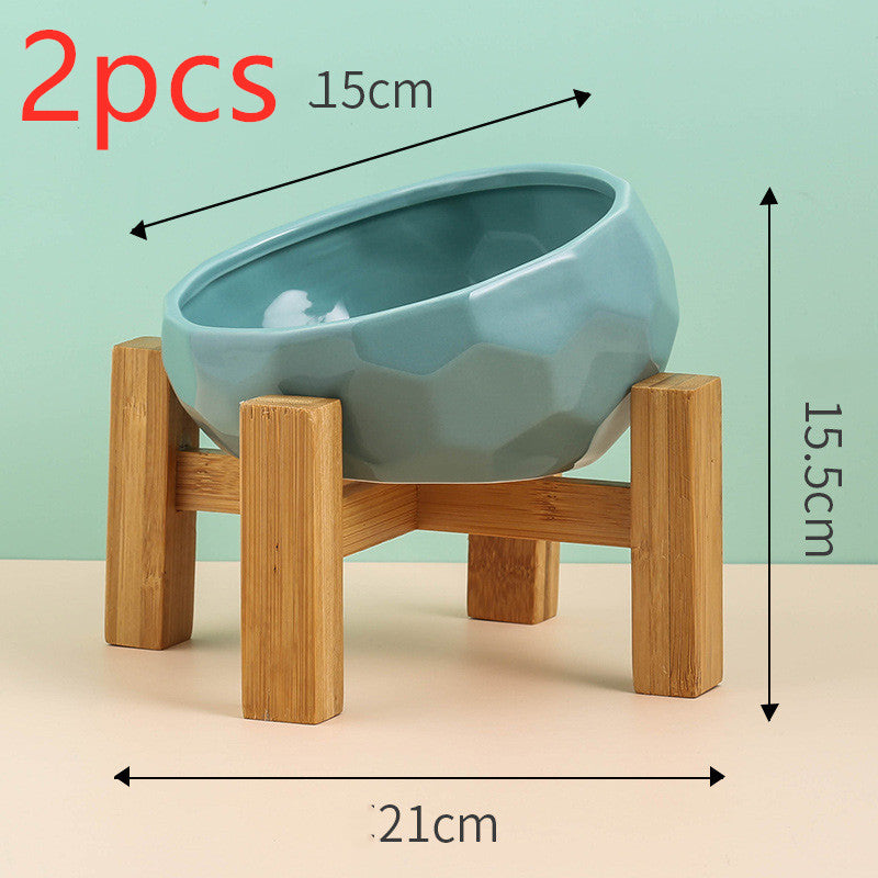 Ceramic Oblique-Mouth Pet Feeding Bowl
