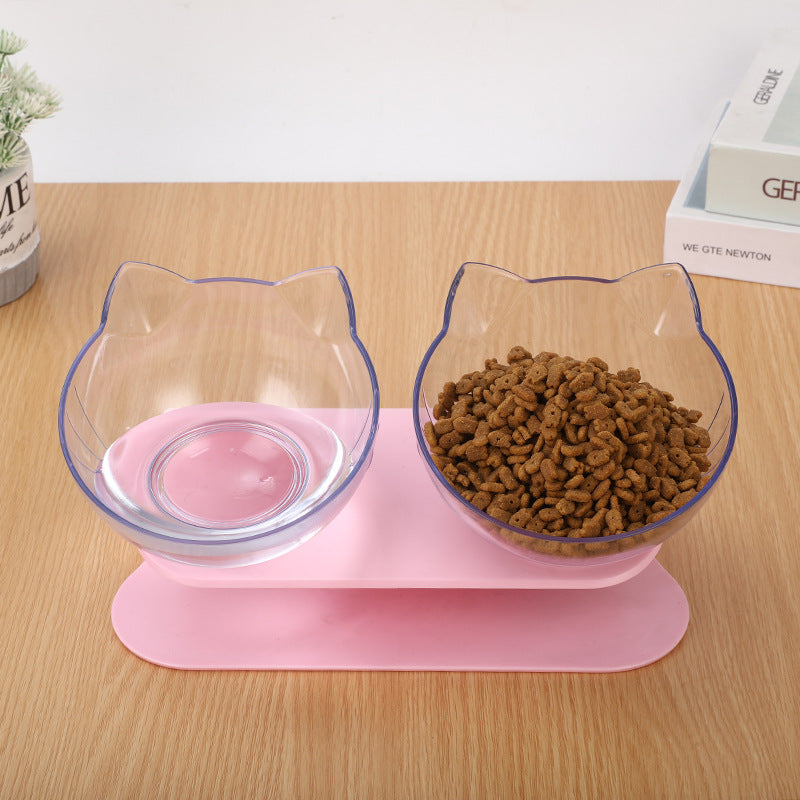 Inclined Cat Ear Transparent Feeding Bowl