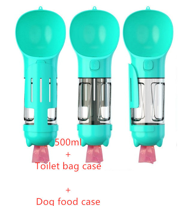 3-in-1 Portable Pet Water Bottle with Food & Waste Bag Storage