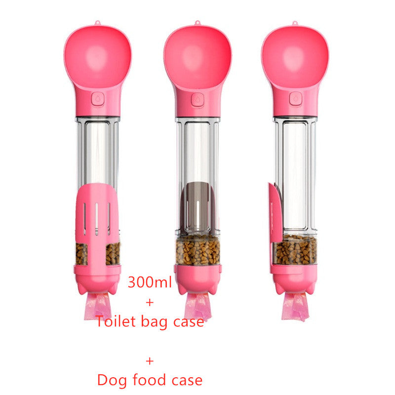 3-in-1 Portable Pet Water Bottle with Food & Waste Bag Storage