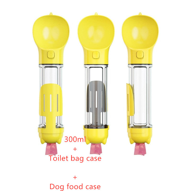 3-in-1 Portable Pet Water Bottle with Food & Waste Bag Storage