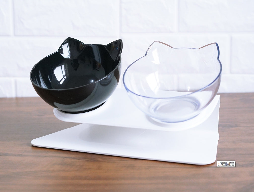 Inclined Cat Ear Transparent Feeding Bowl