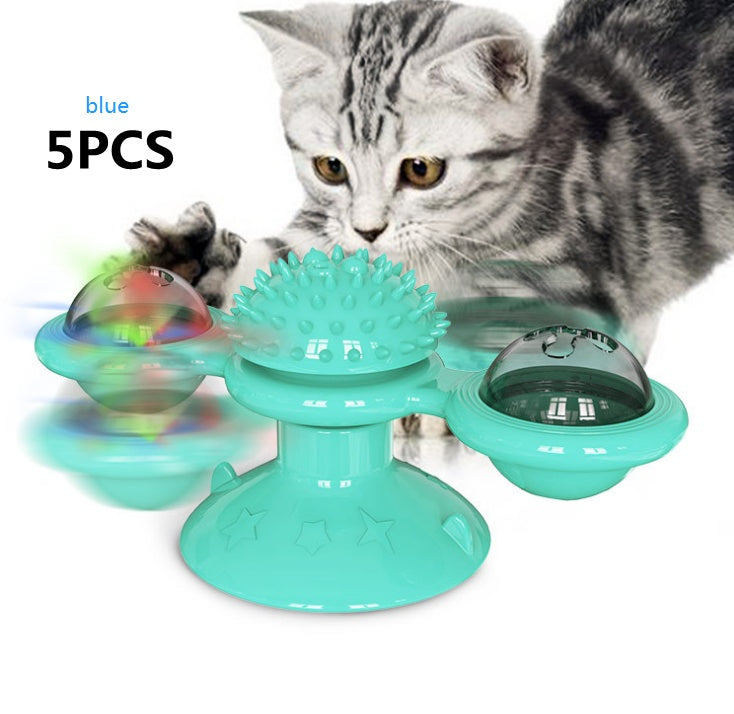 Rotating Windmill Cat Toy with Suction Base