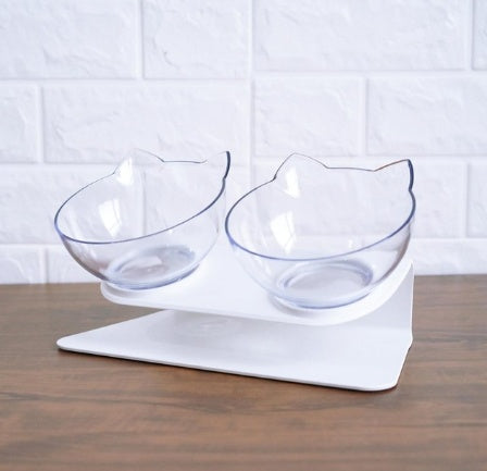 Inclined Cat Ear Transparent Feeding Bowl