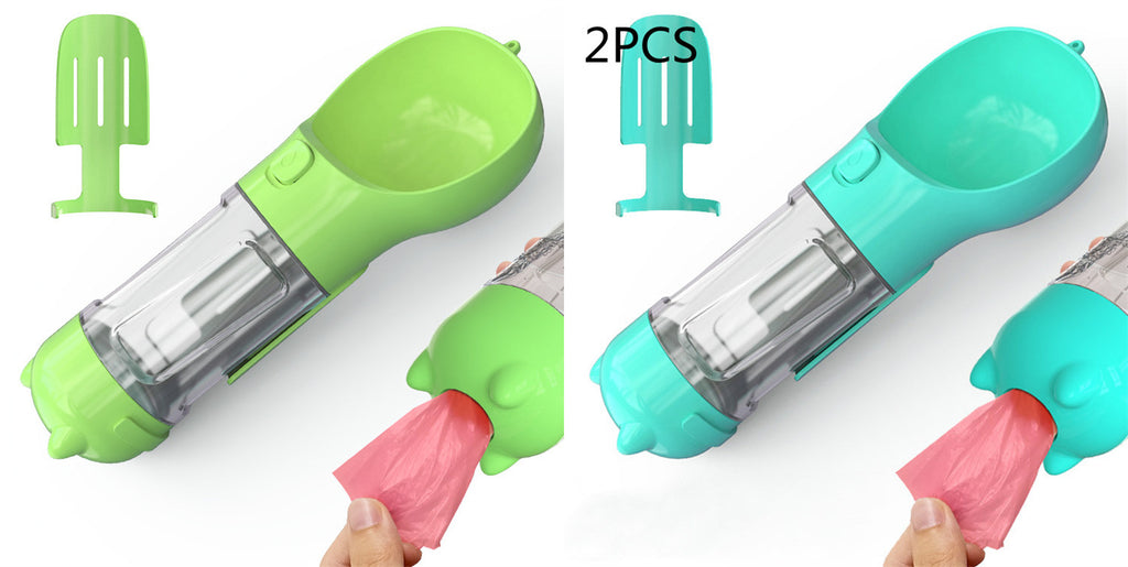 3-in-1 Portable Pet Water Bottle with Food & Waste Bag Storage