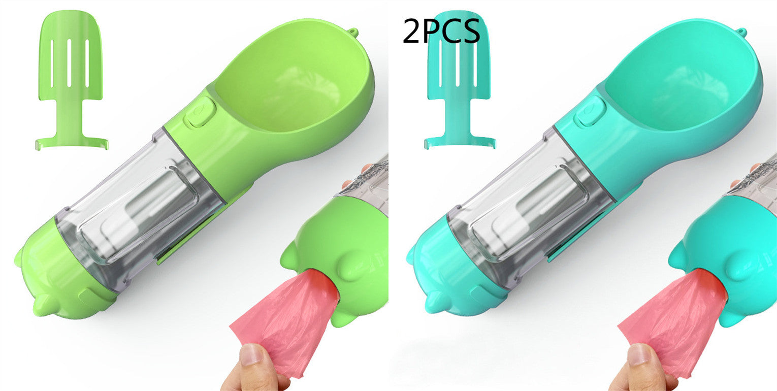 3-in-1 Portable Pet Water Bottle with Food & Waste Bag Storage