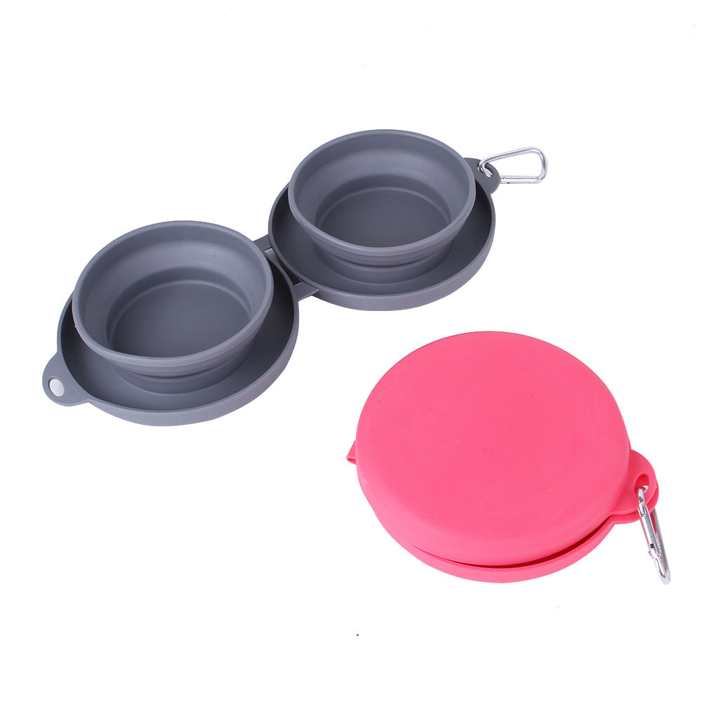 Foldable Double Silicone Pet Feeding Bowl