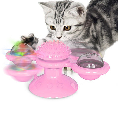 Rotating Windmill Cat Toy with Suction Base