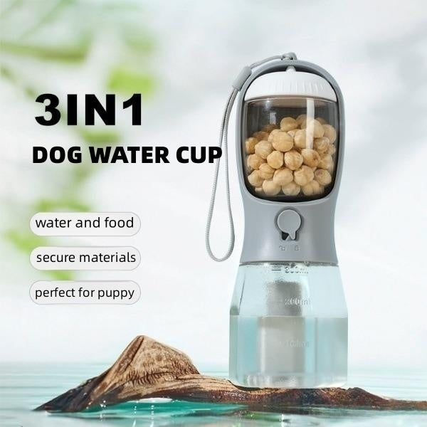 3-in-1 Portable Pet Water, Food & Waste Bag Cup