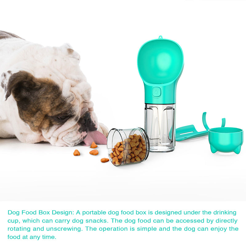 3-in-1 Portable Pet Water Bottle with Food & Waste Bag Storage