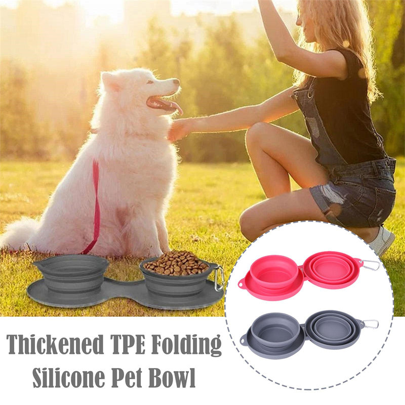 Foldable Double Silicone Pet Feeding Bowl